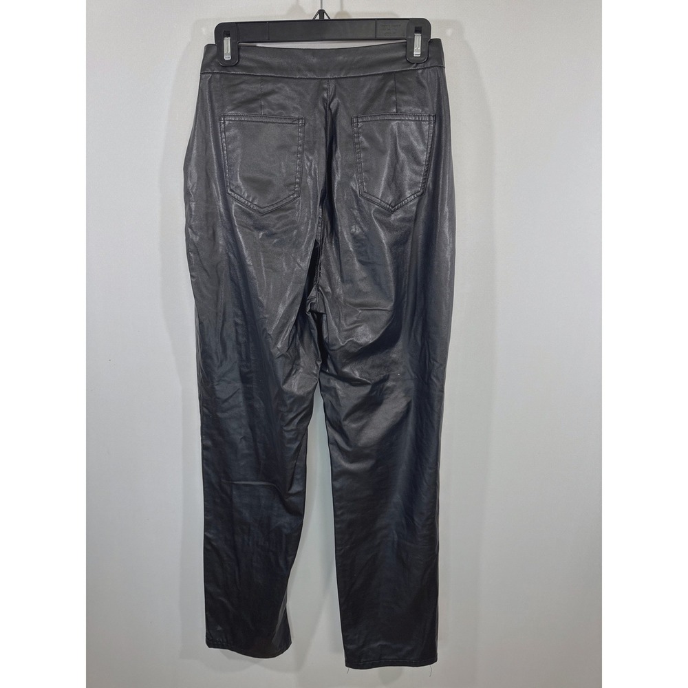 PrettyLittleThing Womens Black Faux Leather High Waisted Straight Leg Pants 6 - Picture 6 of 11